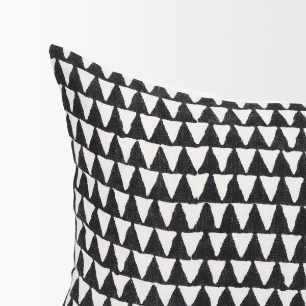 Jolie Cream w Black Print Linen Lumbar Decorative Pillow Cover 5