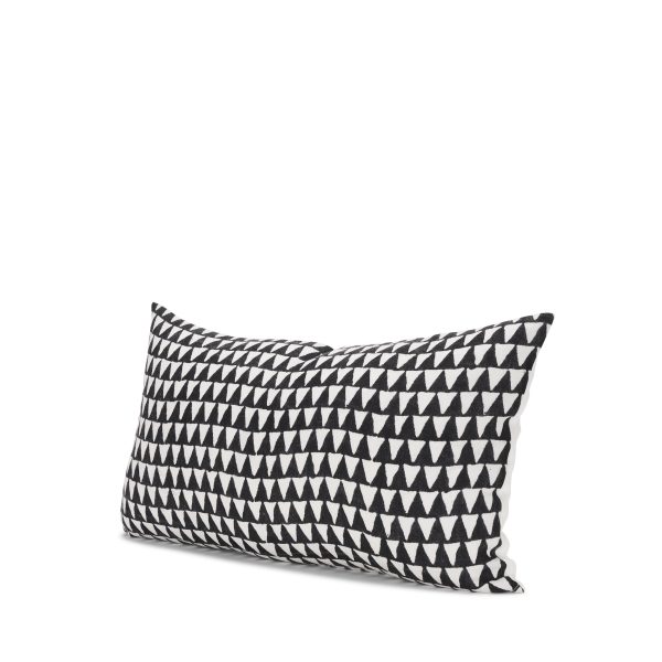 Jolie Cream w Black Print Linen Lumbar Decorative Pillow Cover