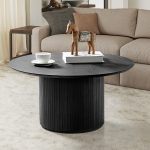 Jon Charcoal Round Slatted Base Modern Coffee Table