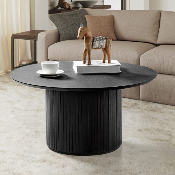 Jon Charcoal Round Slatted Base Modern Coffee Table 1