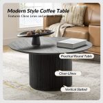Jon Charcoal Round Slatted Base Modern Coffee Table