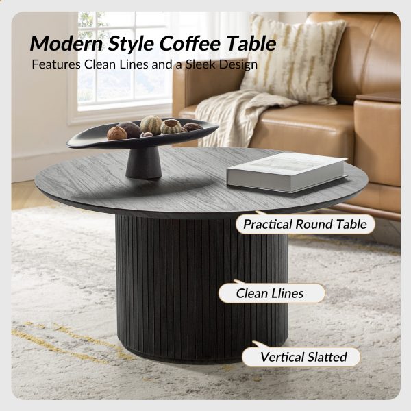 Jon Charcoal Round Slatted Base Modern Coffee Table 2