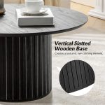 Jon Charcoal Round Slatted Base Modern Coffee Table