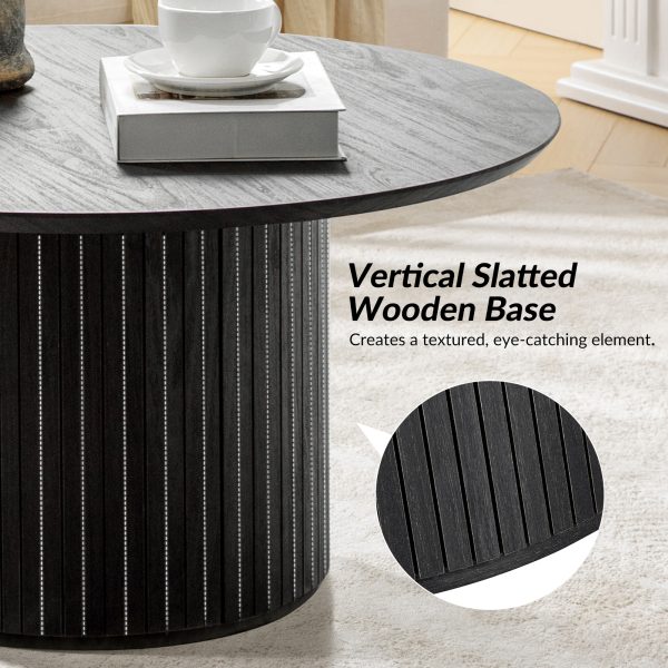 Jon Charcoal Round Slatted Base Modern Coffee Table 3