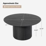Jon Charcoal Round Slatted Base Modern Coffee Table