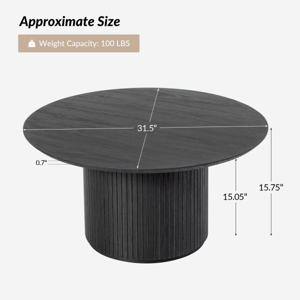 Jon Charcoal Round Slatted Base Modern Coffee Table 4