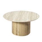 Jon Lime Slatted Round Modern Coffee Table