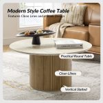 Jon Lime Slatted Round Modern Coffee Table