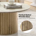 Jon Lime Slatted Round Modern Coffee Table