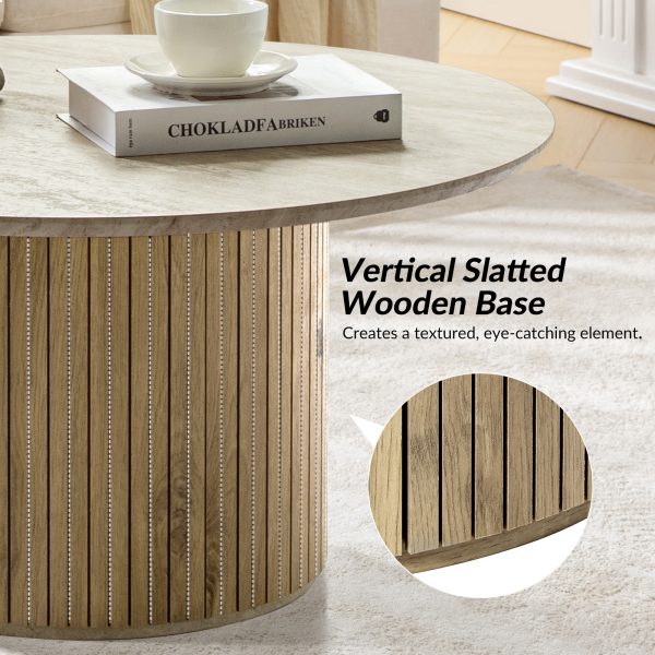 Jon Lime Slatted Round Modern Coffee Table 3