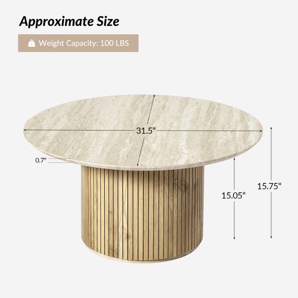 Jon Lime Slatted Round Modern Coffee Table 4