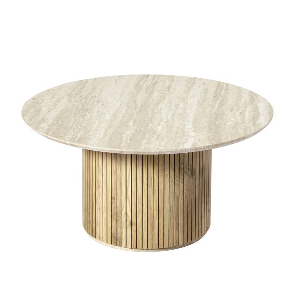 Jon Lime Slatted Round Modern Coffee Table