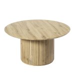 Jon Oak Round Modern Slatted Coffee Table