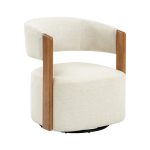 Jordan Beige Swivel Barrel Chair with Solid Wood Armrests 6 Jordan Beige Swivel Barrel Chair with Solid Wood Armrests