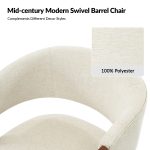 Jordan Beige Swivel Barrel Chair with Solid Wood Armrests 9 Jordan Beige Swivel Barrel Chair with Solid Wood Armrests
