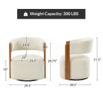 Jordan Beige Swivel Barrel Chair with Solid Wood Armrests 10 Jordan Beige Swivel Barrel Chair with Solid Wood Armrests