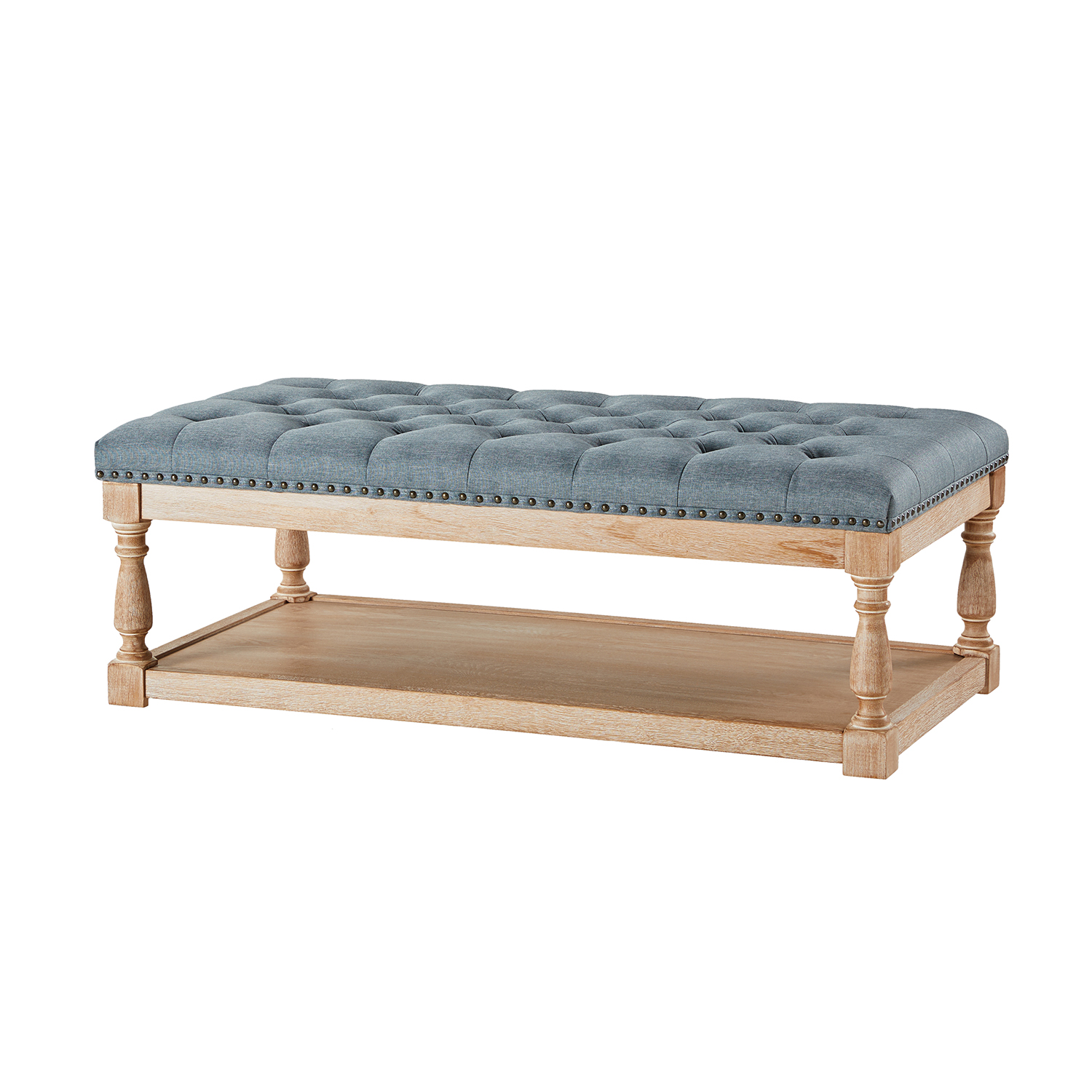 Jordan Blue Rectangular Button Tufted Farmhouse Storage Cocktail Ottoman 2 Jordan Blue Rectangular Button Tufted Farmhouse Storage Cocktail Ottoman - Image 2
