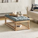 Jordan Blue Rectangular Button Tufted Farmhouse Storage Cocktail Ottoman 6 Jordan Blue Rectangular Button Tufted Farmhouse Storage Cocktail Ottoman