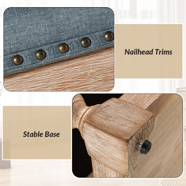 Jordan Blue Rectangular Button Tufted Farmhouse Storage Cocktail Ottoman 3
