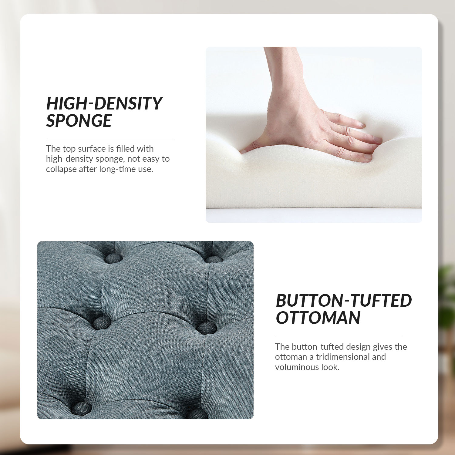 Jordan Blue Rectangular Button Tufted Farmhouse Storage Cocktail Ottoman 5 Jordan Blue Rectangular Button Tufted Farmhouse Storage Cocktail Ottoman - Image 5