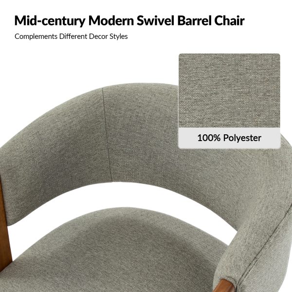 Jordan Grey Mid Century Modern Swivel Barrel Chair 3