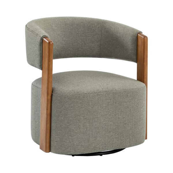 Jordan Grey Mid Century Modern Swivel Barrel Chair