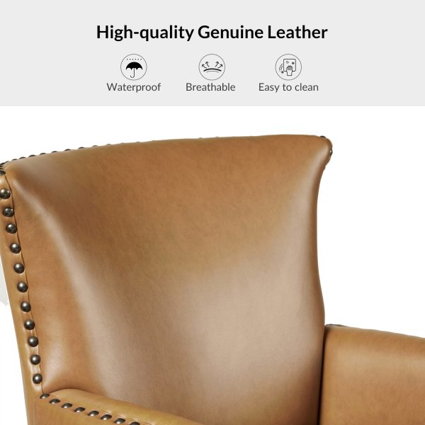 Jorge Camel Vegan Leather Nailhead Trim Accent Armchair 3