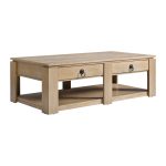 Jorge Natural Wood Farmhouse Modern 4-Drawer Coffee Table