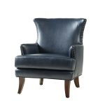Jorge Navy Vegan Leather Nailhead Trim Accent Armchair