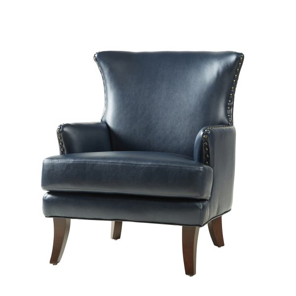 Jorge Navy Vegan Leather Nailhead Trim Accent Armchair 1