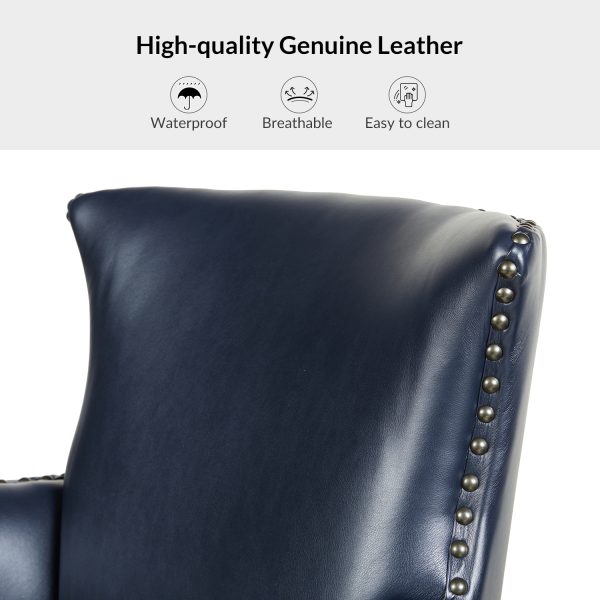 Jorge Navy Vegan Leather Nailhead Trim Accent Armchair 2