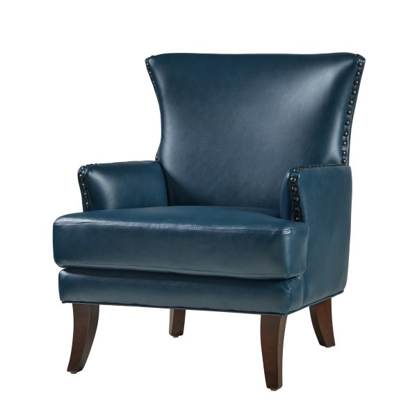 Jorge Turquoise Vegan Leather Nailhead Trim Accent Armchair 1