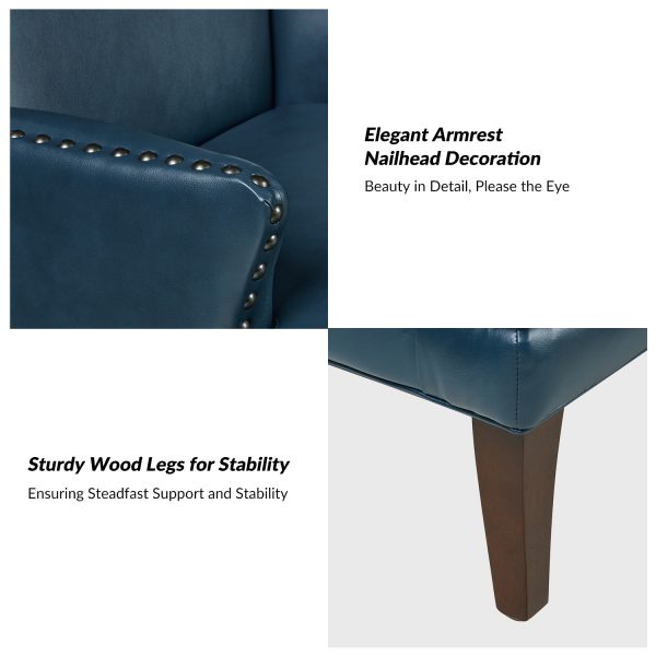 Jorge Turquoise Vegan Leather Nailhead Trim Accent Armchair 2