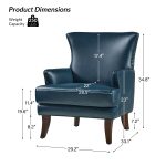 Jorge Turquoise Vegan Leather Nailhead Trim Accent Armchair