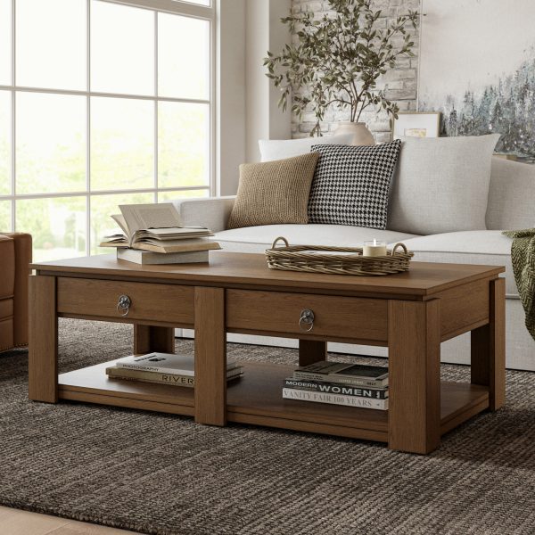 Jorge Walnut Farmhouse Modern 4 Drawer Coffee Table 1