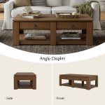 Jorge Walnut Farmhouse Modern 4-Drawer Coffee Table