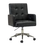 Joseph Black Faux Leather Button-Tufted Ergonomic Adjustable Task Chair 7 Joseph Black Faux Leather Button-Tufted Ergonomic Adjustable Task Chair