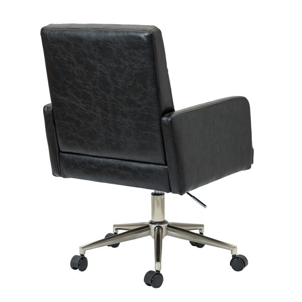 Joseph Black Faux Leather Button Tufted Ergonomic Adjustable Task Chair 2 1