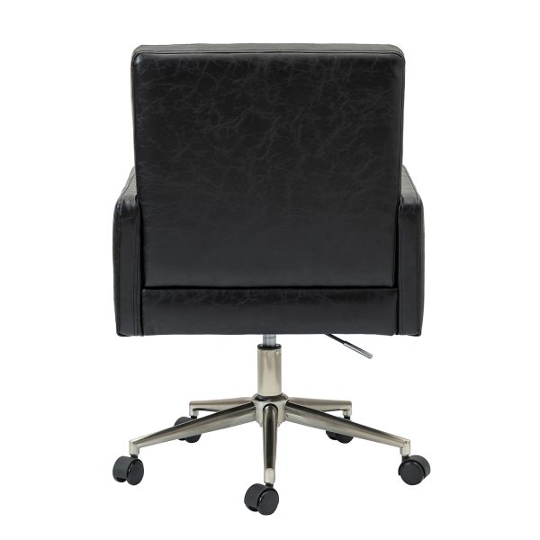 Joseph Black Faux Leather Button Tufted Ergonomic Adjustable Task Chair 3 1