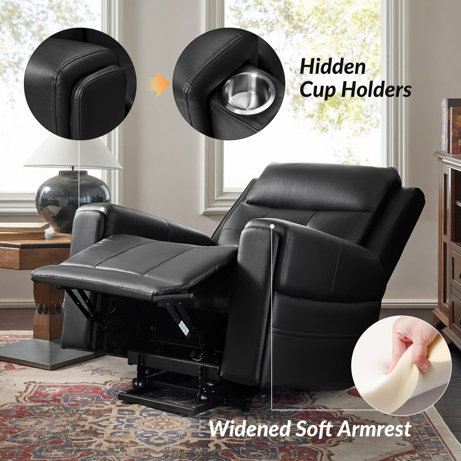 Joseph Black Massage Heating Oversized Lift Assist Power Recliner 5 Joseph Black Massage Heating Oversized Lift Assist Power Recliner - Image 5