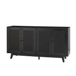 Joseph Black Mid-Century Modern Chevron 4-Door Storage Sideboard 7 Joseph Black Mid-Century Modern Chevron 4-Door Storage Sideboard