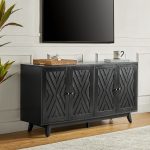 Joseph Black Mid-Century Modern Chevron 4-Door Storage Sideboard 6 Joseph Black Mid-Century Modern Chevron 4-Door Storage Sideboard