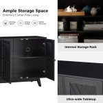 Joseph Black Mid-Century Modern Chevron 4-Door Storage Sideboard 9 Joseph Black Mid-Century Modern Chevron 4-Door Storage Sideboard