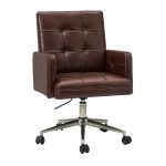 Joseph Brown Faux Leather Button-Tufted Industrial Ergonomic Swivel Task Chair
