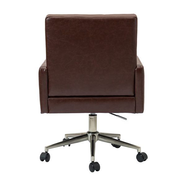 Joseph Brown Faux Leather Button Tufted Industrial Ergonomic Swivel Task Chair 3