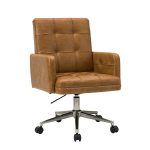 Joseph Camel Faux Leather Button-Tufted Industrial Ergonomic Swivel Task Chair 7 Joseph Camel Faux Leather Button-Tufted Industrial Ergonomic Swivel Task Chair