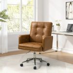 Joseph Camel Faux Leather Button-Tufted Industrial Ergonomic Swivel Task Chair 6 Joseph Camel Faux Leather Button-Tufted Industrial Ergonomic Swivel Task Chair