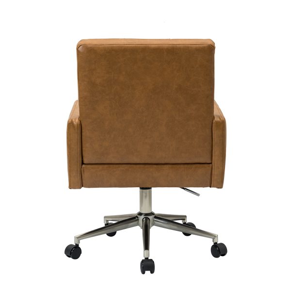 Joseph Camel Faux Leather Button Tufted Industrial Ergonomic Swivel Task Chair 3