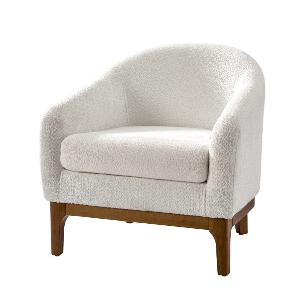 Joseph Ivory Lamb Wool Modern Barrel Accent Chair 1