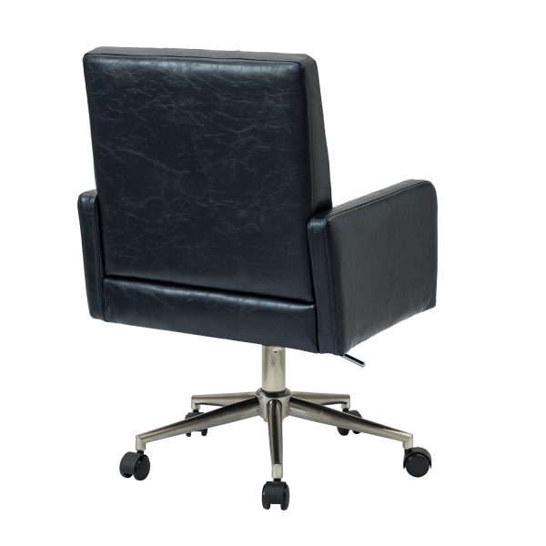 Joseph Navy Tufted Faux Leather Industrial Ergonomic Task Chair 2